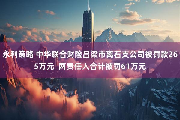 永利策略 中华联合财险吕梁市离石支公司被罚款265万元  两责任人合计被罚61万元